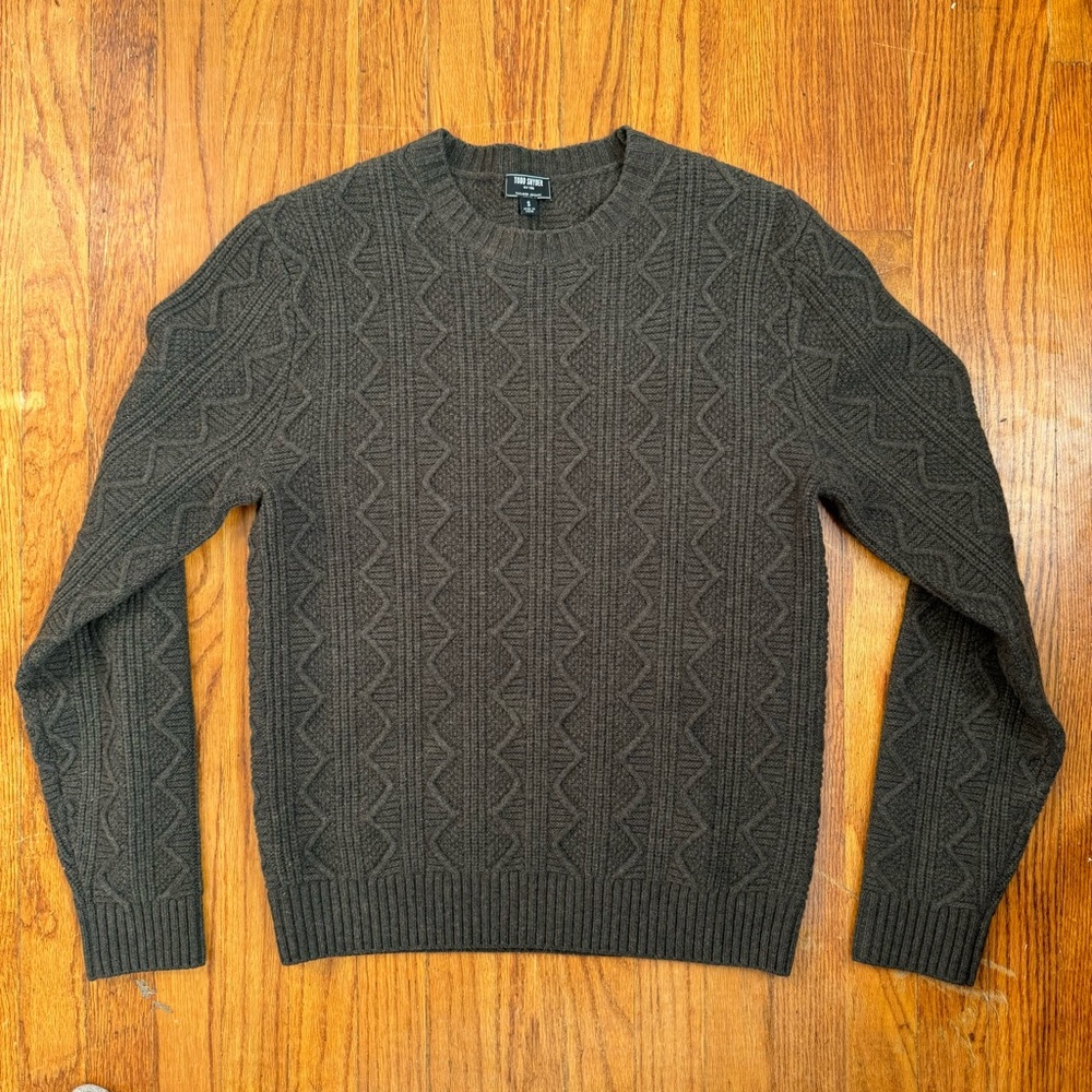 Todd Snyder Army Green Cable Knit Merino Wool Sweater Size Small